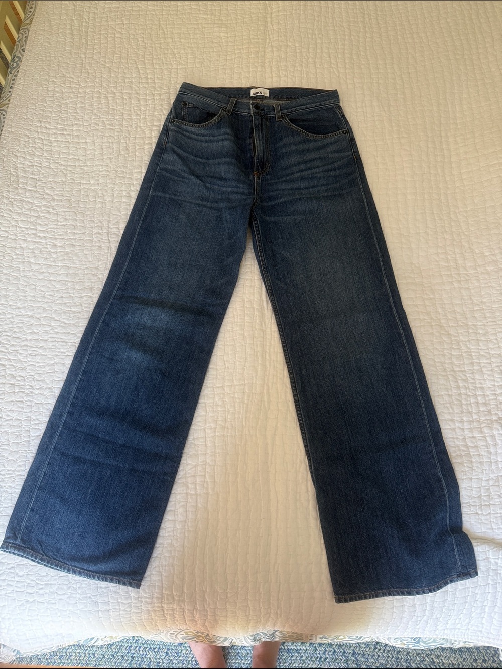 ASKK NY Dark Blue Wide-Leg High-Rise Jeans